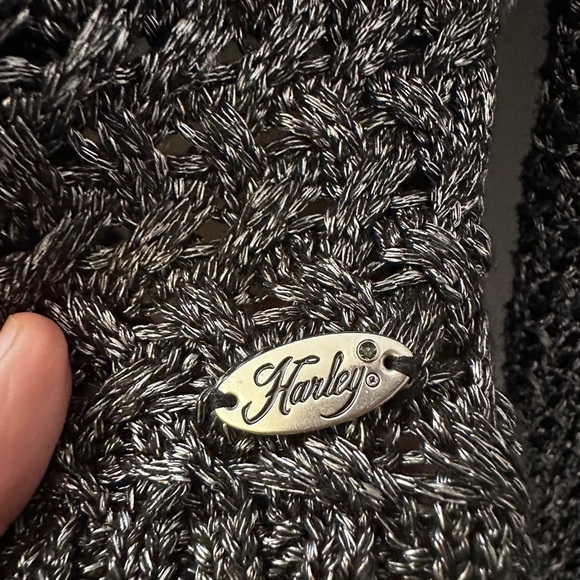 Harley Davidson Women’s Black Knit Sweater Metallic Shimmer XL - Picture 6 of 9